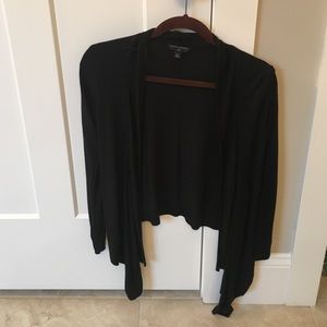 Black open front cardigan
